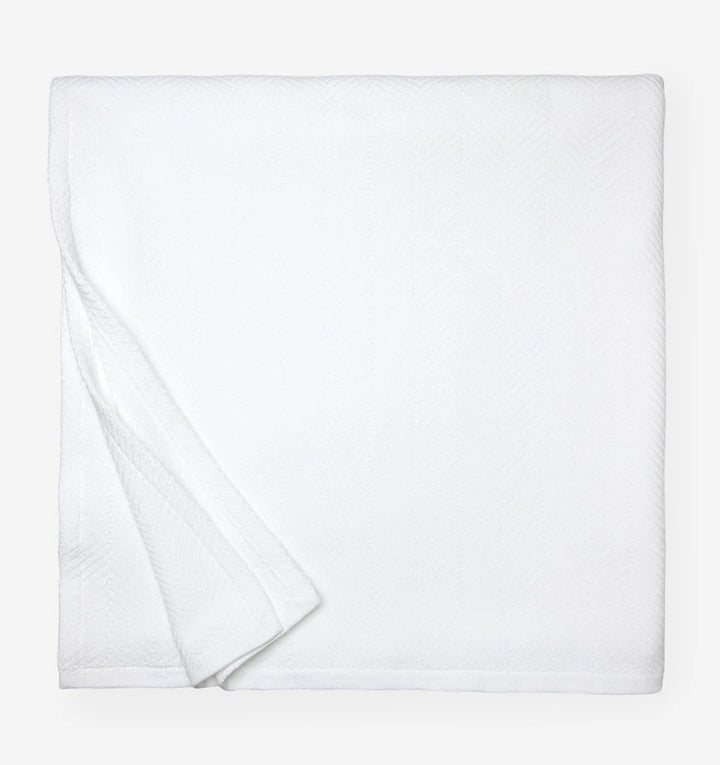 Sferra Camilo Herringbone-Weave Cotton King Blanket (White)