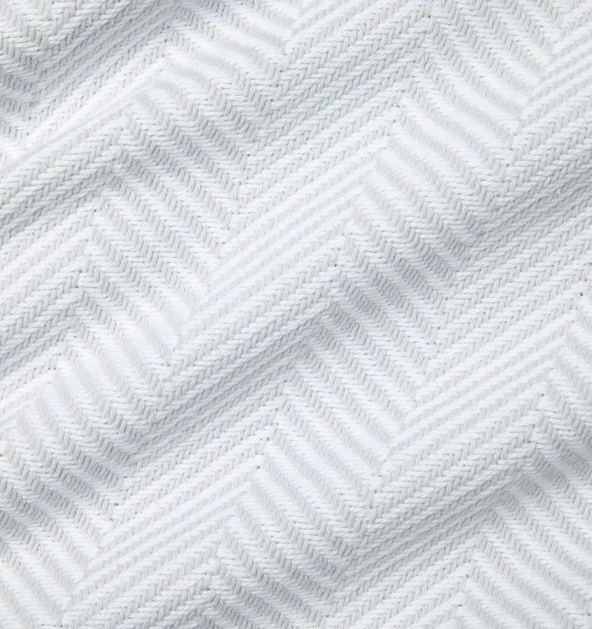 Sferra Camilo Herringbone-Weave Cotton King Blanket (White/Tin)