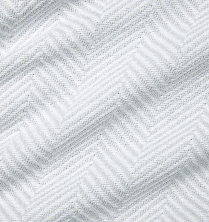 Sferra Camilo Herringbone-Weave Cotton King Blanket (White/Tin)