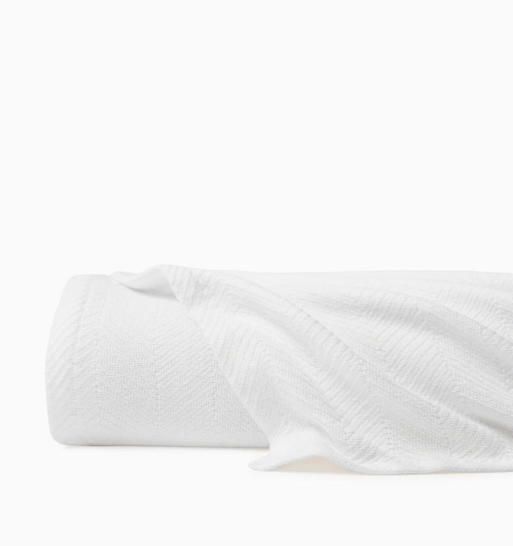 Sferra Camilo Herringbone-Weave Cotton King Blanket (White)