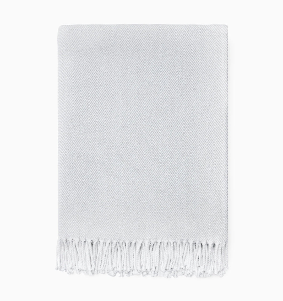 Sferra Celine Herringbone Weave Throw (White/Lunar)