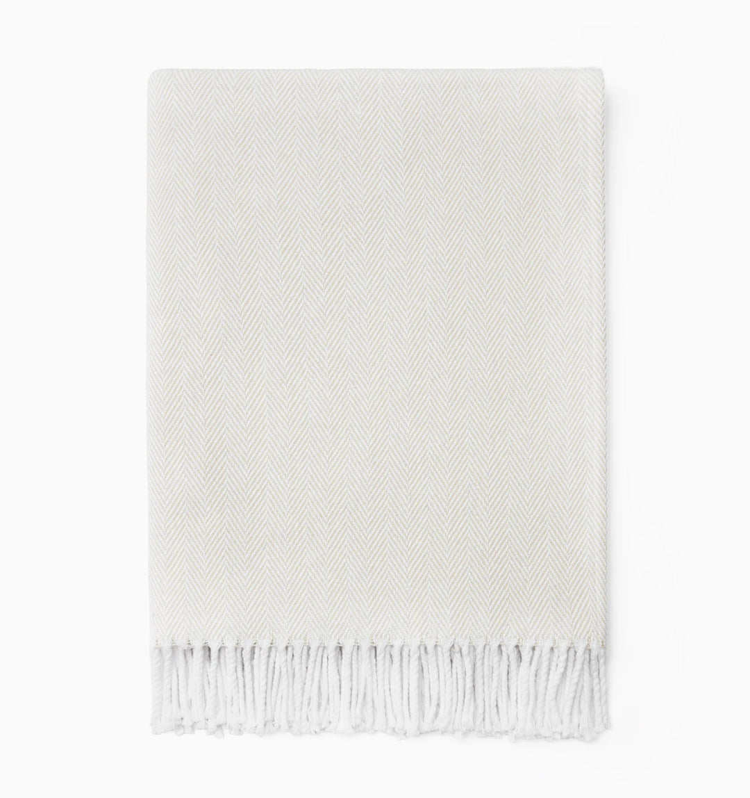 Sferra Celine Herringbone Weave Throw (WHITE/SAND)