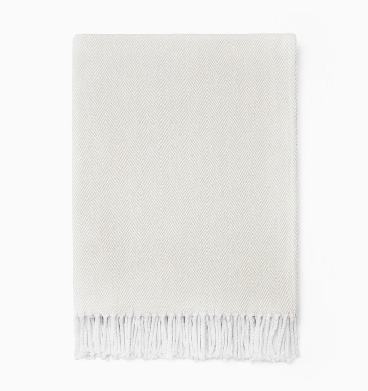 Sferra Celine Herringbone Weave Throw (WHITE/SAND)