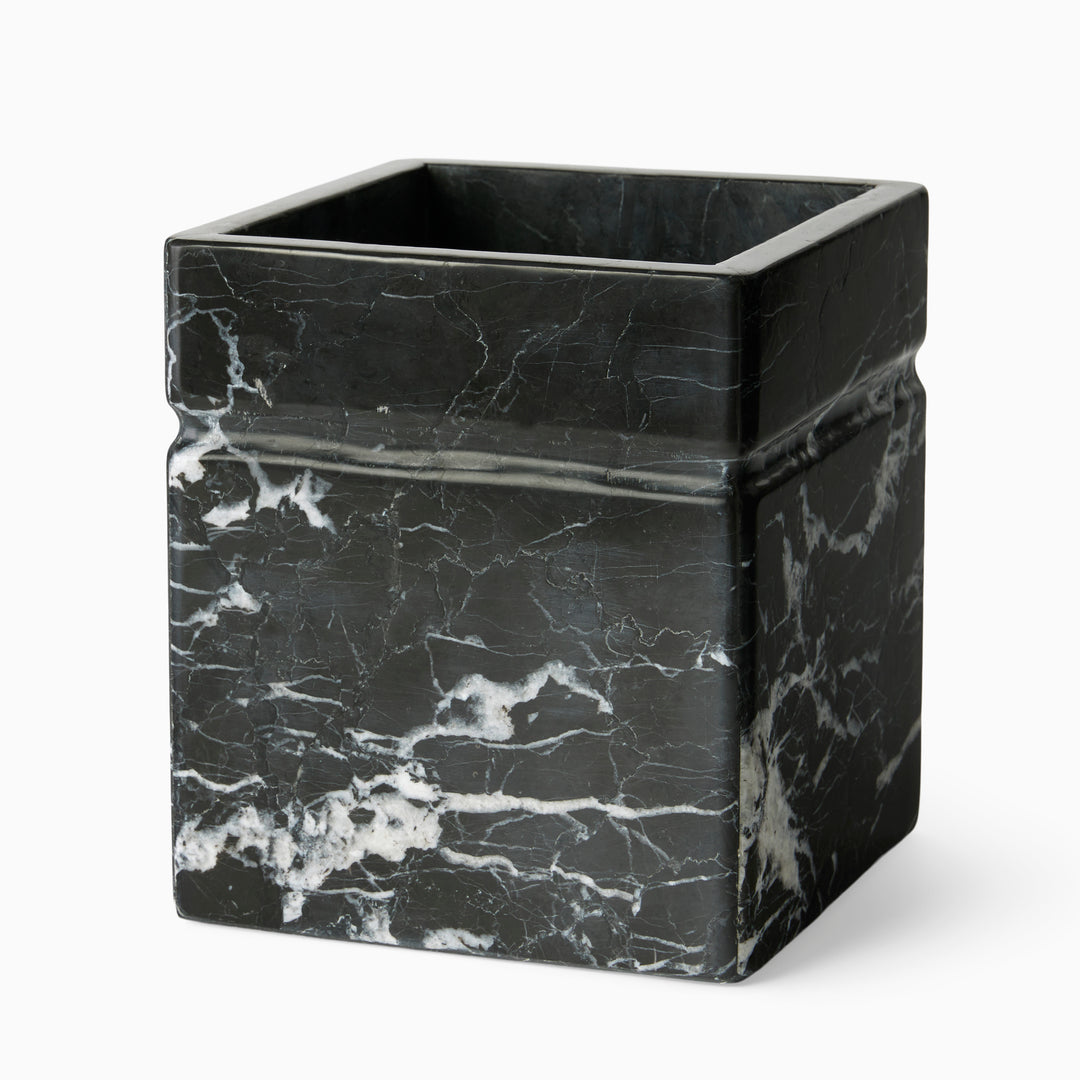 Marquina Black Marble Waste Basket