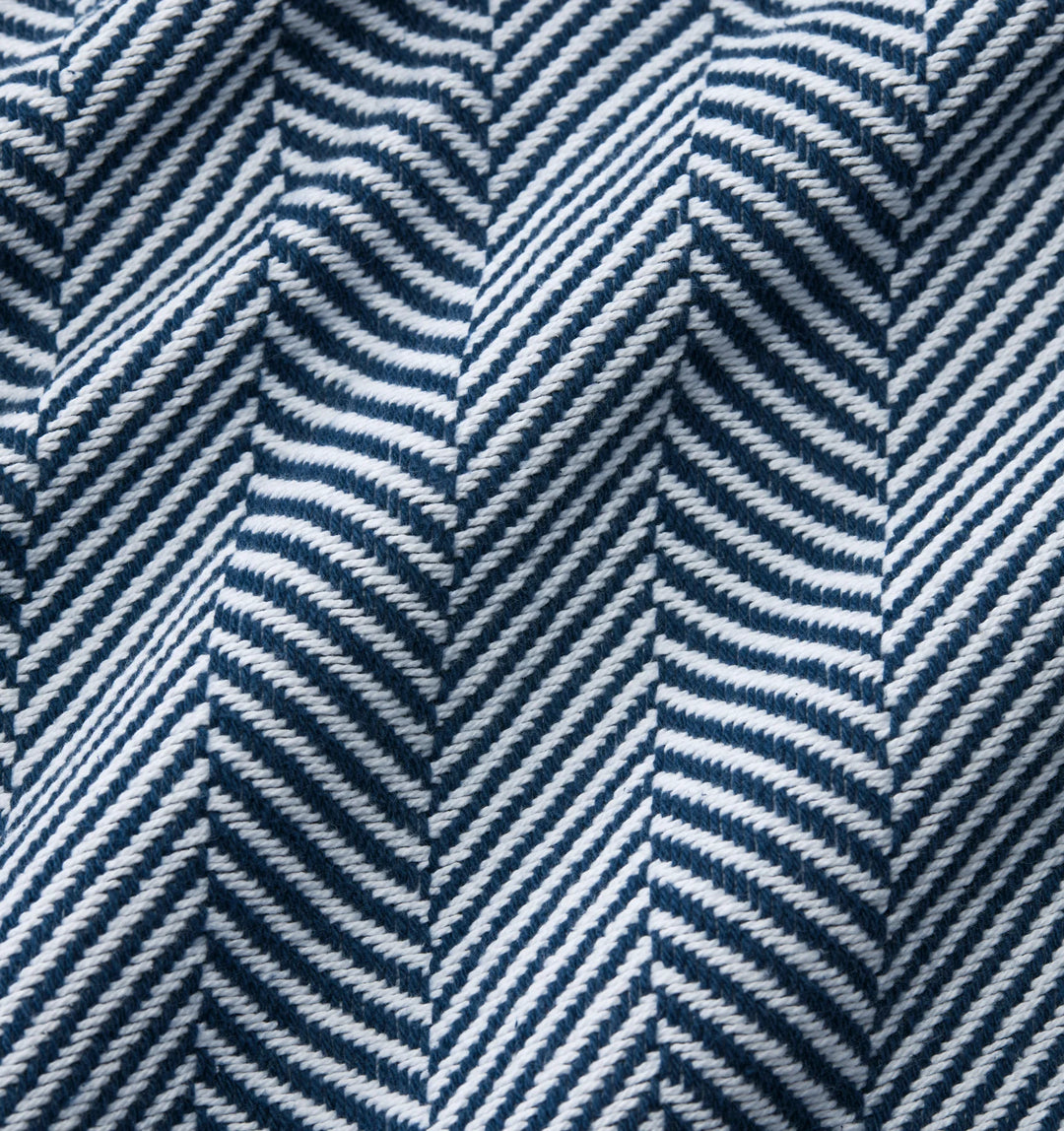 Sferra Camilo Herringbone-Weave Cotton King Blanket (Navy)