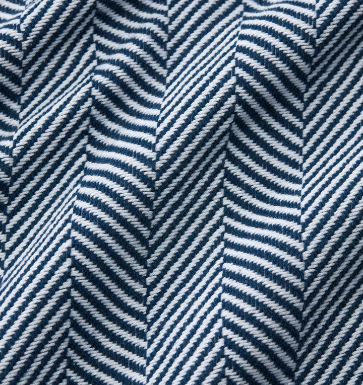 Sferra Camilo Herringbone-Weave Cotton King Blanket (Navy)