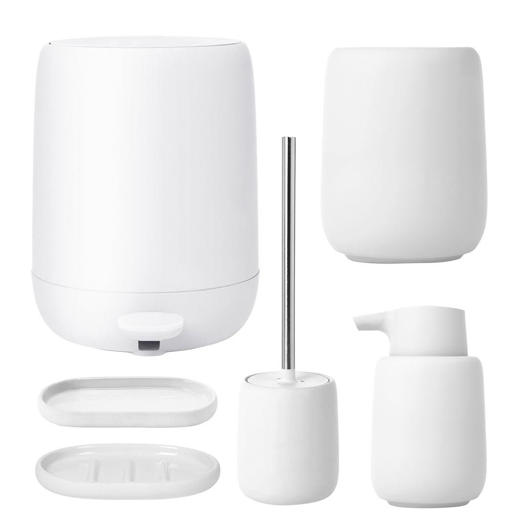 sono pedal bin Blomus SONO Bathroom Accessories White Finish – Hudson & Vine