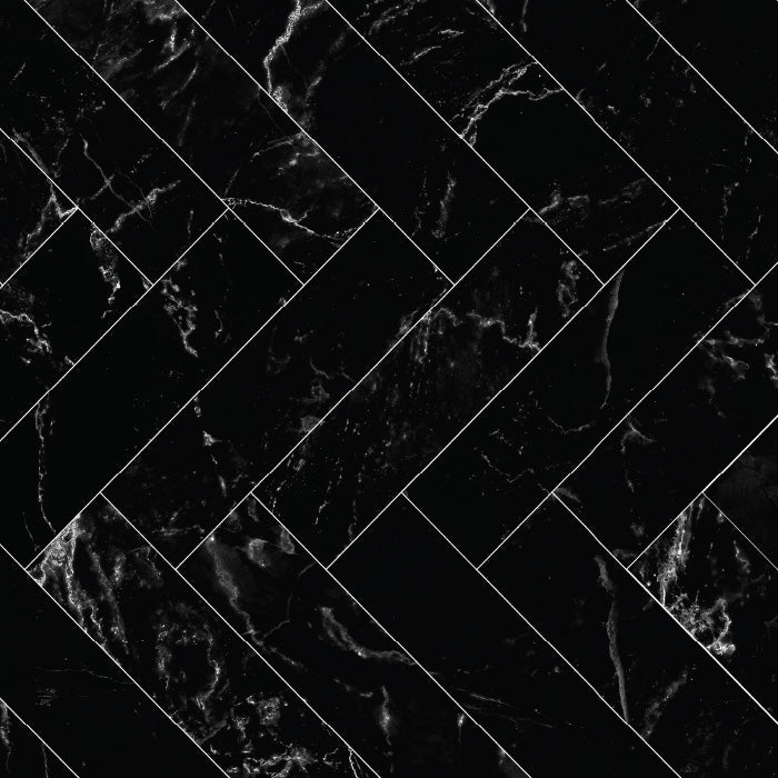 Adama Vinyl Floor Rug (Chevron_Black) - Hudson & Vine