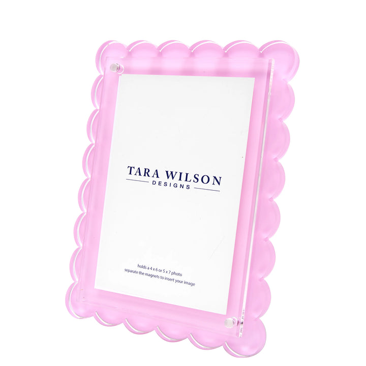 Scallop Pastel Pink Lucite Picture Frame (5x7)