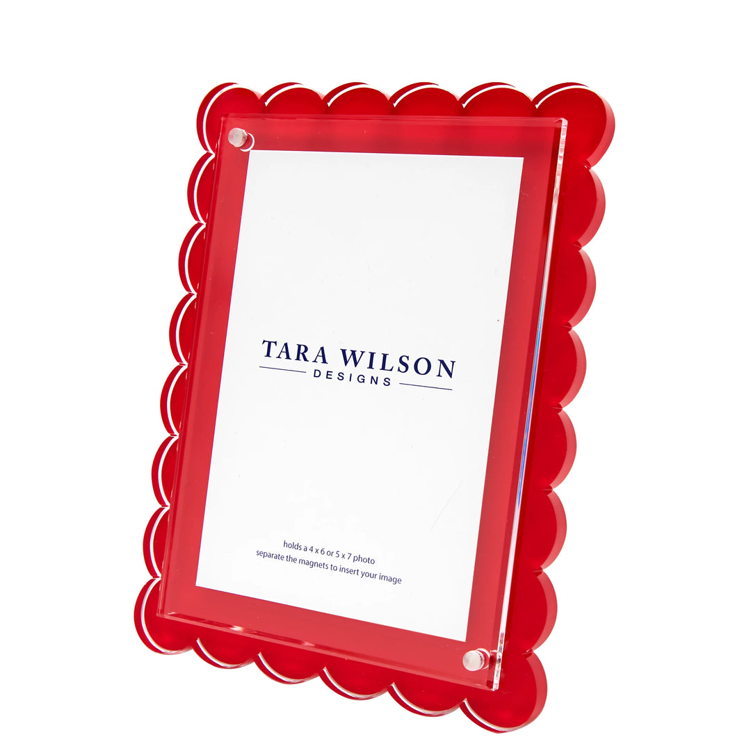 Scallop Red Lucite Picture Frame (5x7)