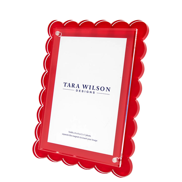 Scallop Red Lucite Picture Frame (5x7)
