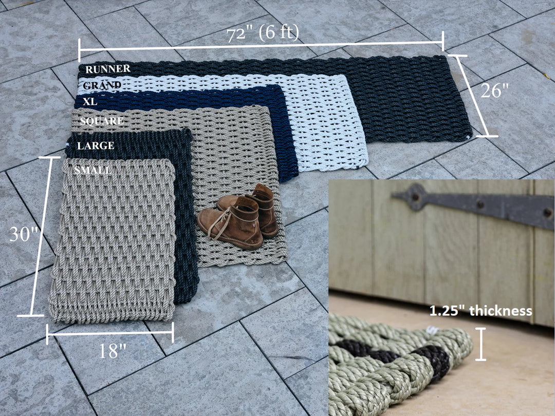 The Rope Co. Collection Handwoven Doormat (Glacier Bay + Pomegranate + Navy)