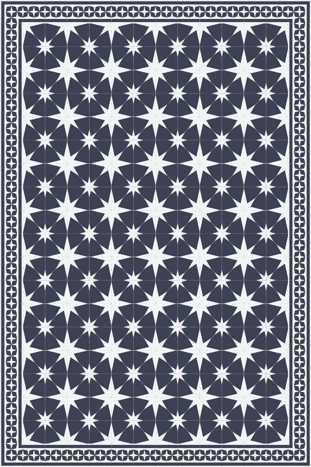 Adama Vinyl Floor Rug (Stella Blue Border)