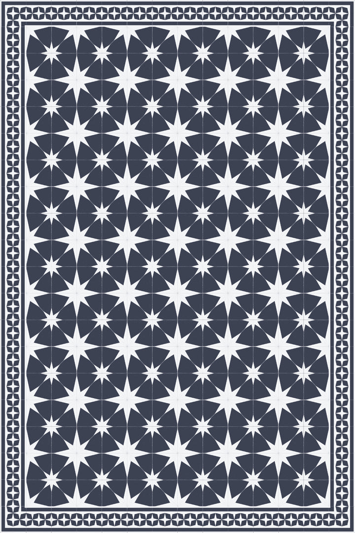 Adama Vinyl Floor Rug (Stella Blue Border)