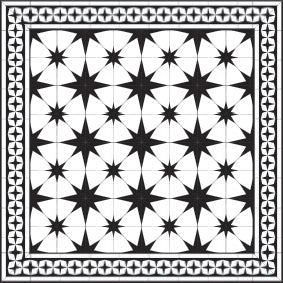 Adama Vinyl Floor Rug (Stella White/Black Border)