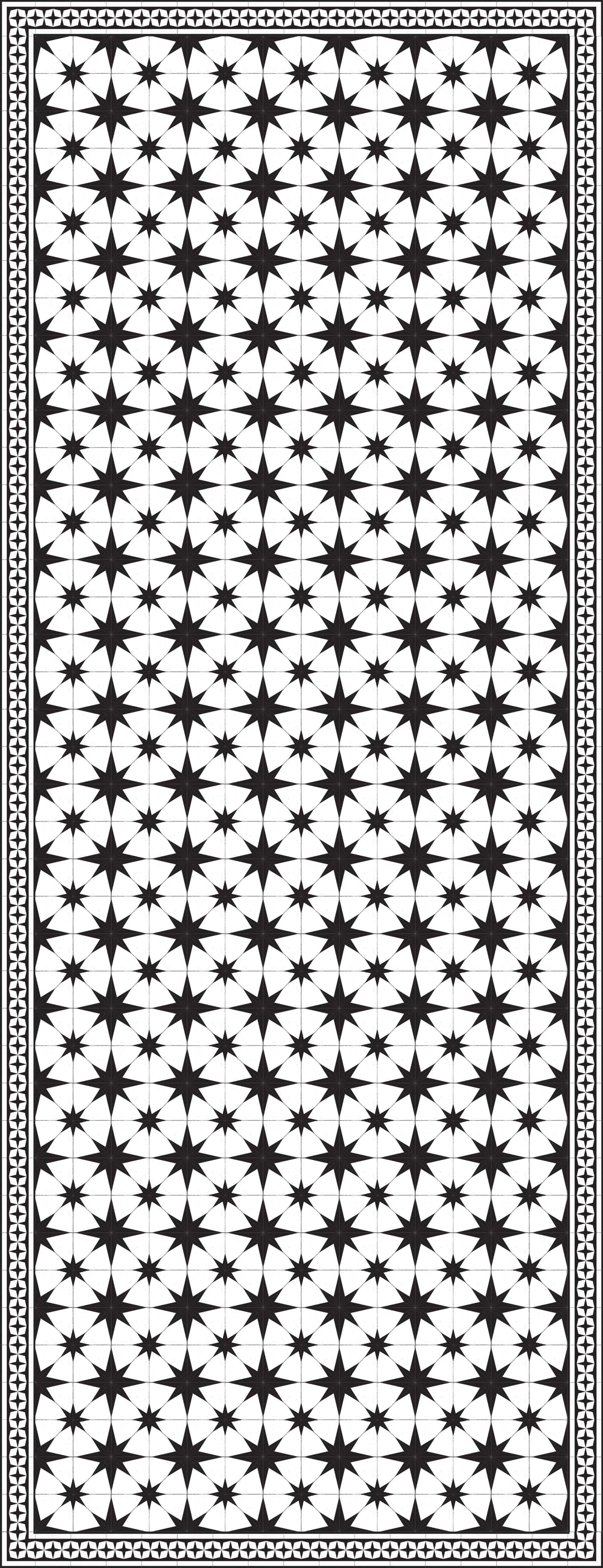 Adama Vinyl Floor Rug (Stella White/Black Border)