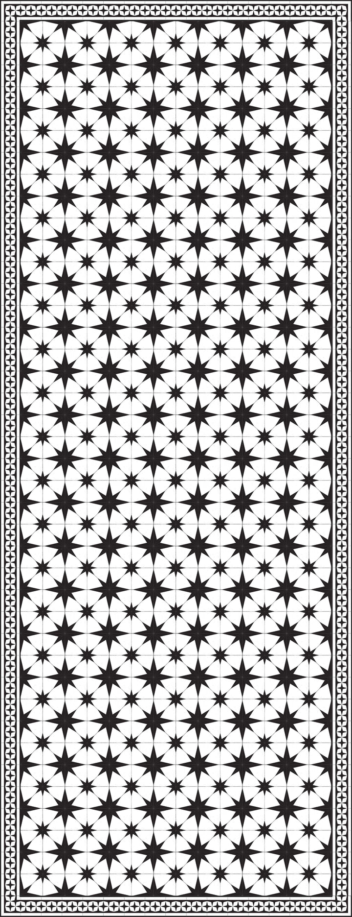 Adama Vinyl Floor Rug (Stella White/Black Border)