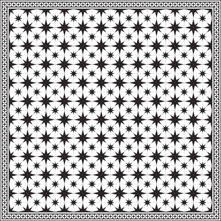 Adama Vinyl Floor Rug (Stella White/Black Border)