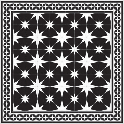 Adama Vinyl Floor Rug (Stella Black Border)