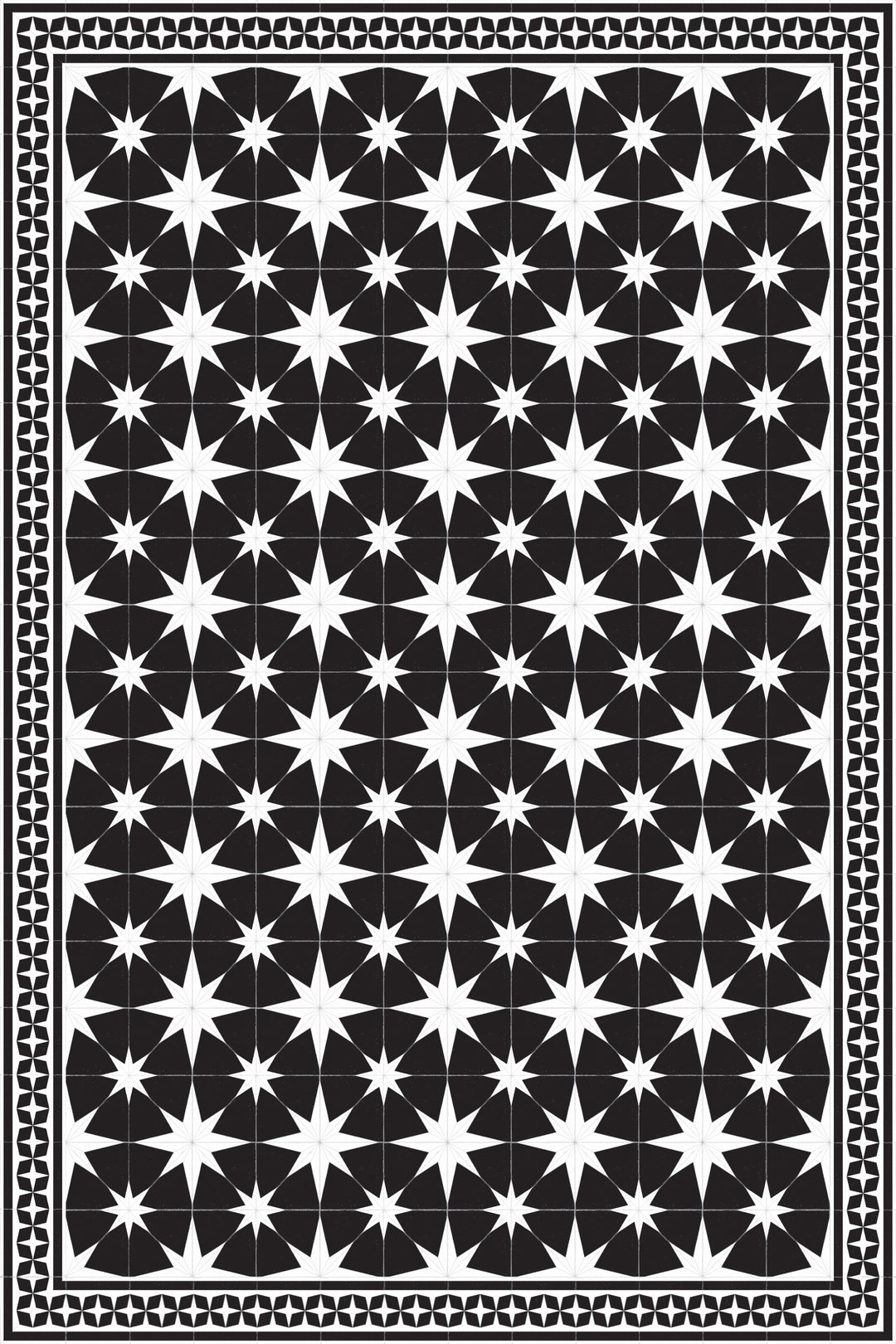 Adama Vinyl Floor Rug (Stella Black Border)