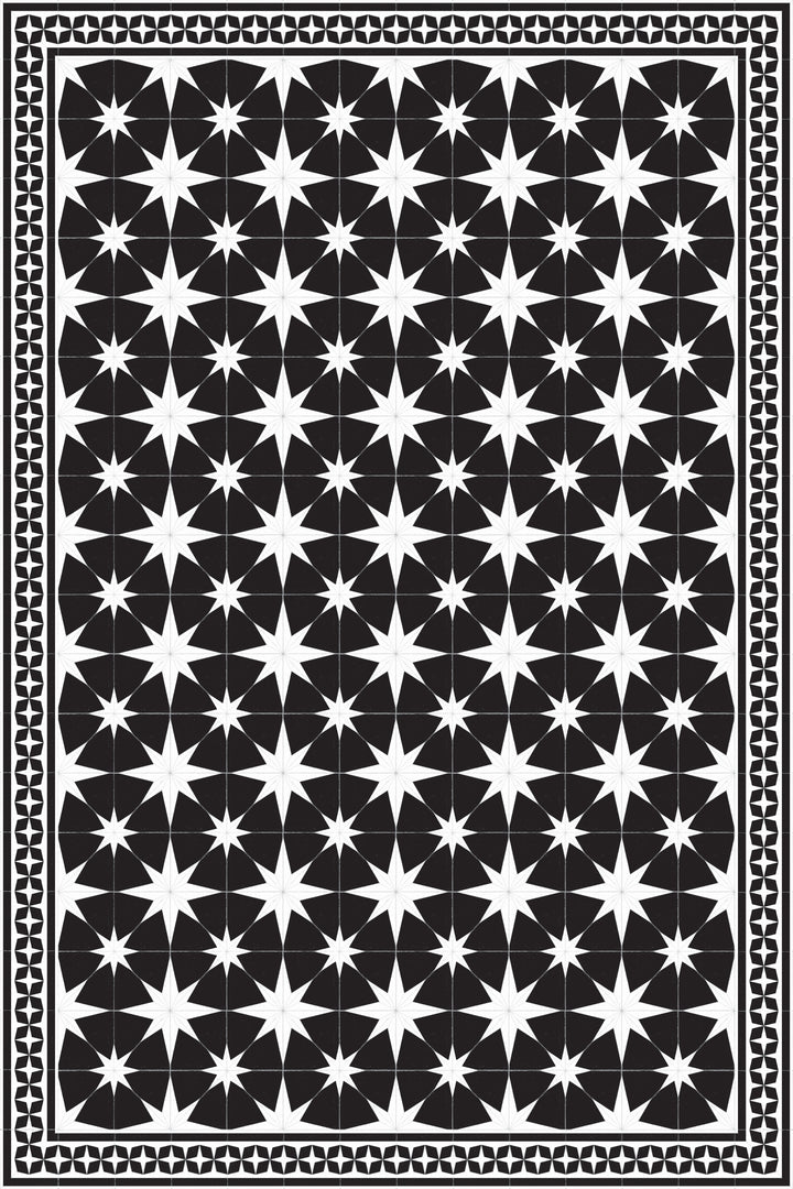 Adama Vinyl Floor Rug (Stella Black Border)