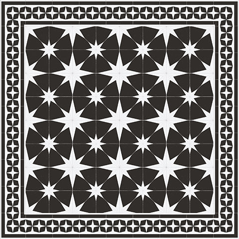 Adama Vinyl Floor Rug (Stella Aged Black Border)