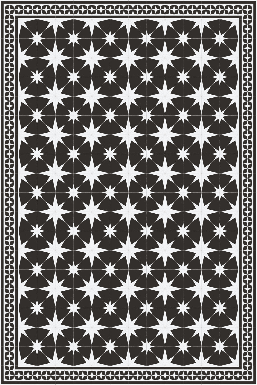 Adama Vinyl Floor Rug (Stella Aged Black Border)