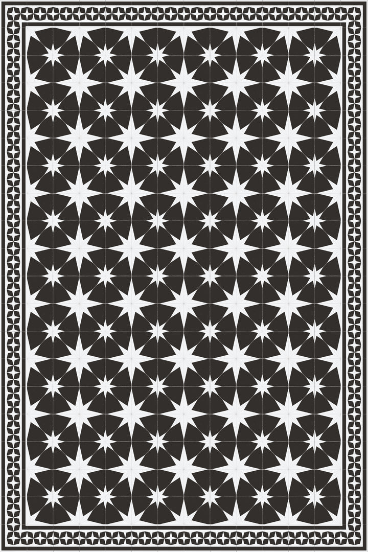 Adama Vinyl Floor Rug (Stella Aged Black Border)