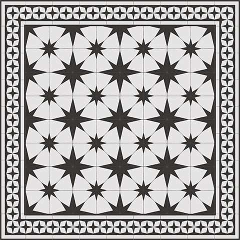 Adama Vinyl Floor Rug (Stella White/Aged Black Border)