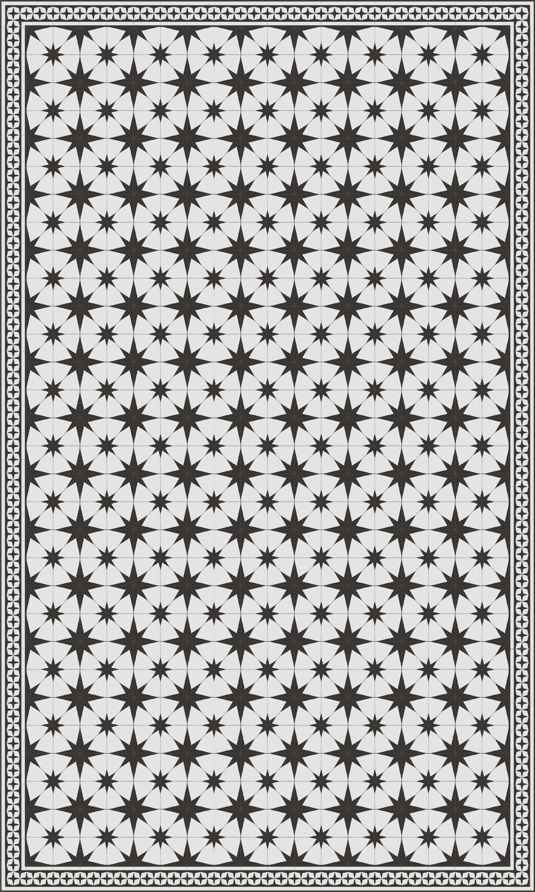 Adama Vinyl Floor Rug (Stella White/Aged Black Border)