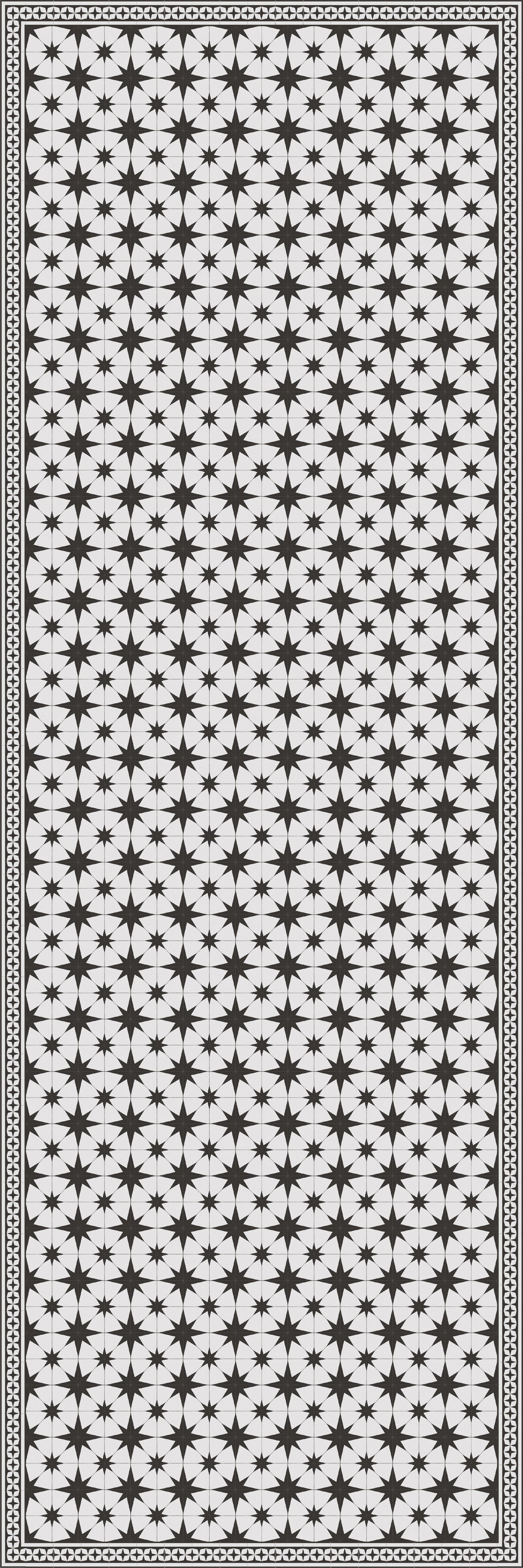 Adama Vinyl Floor Rug (Stella White/Aged Black Border)