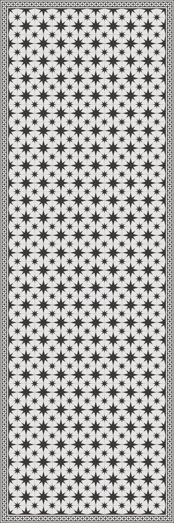 Adama Vinyl Floor Rug (Stella White/Aged Black Border)