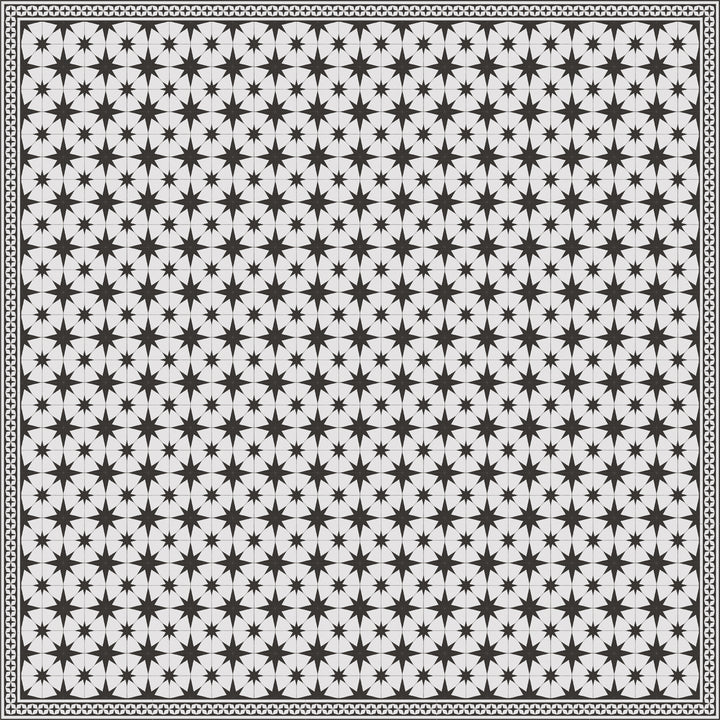 Adama Vinyl Floor Rug (Stella White/Aged Black Border)