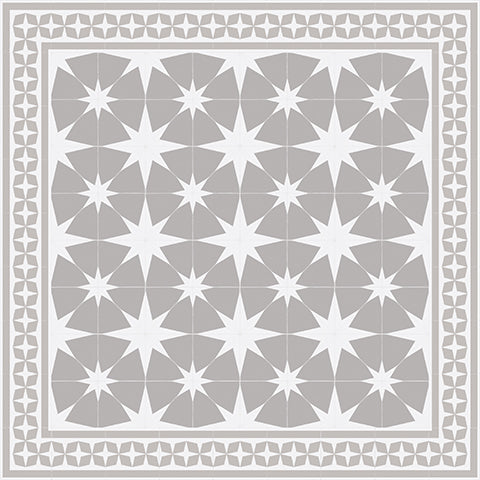 Adama Vinyl Floor Rug (Stella White/Light Gray Border)