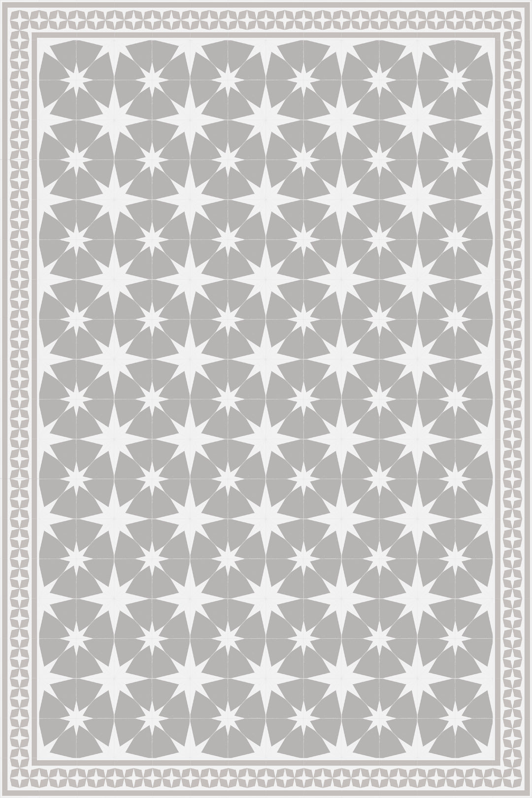 Adama Vinyl Floor Rug (Stella White/Light Gray Border)