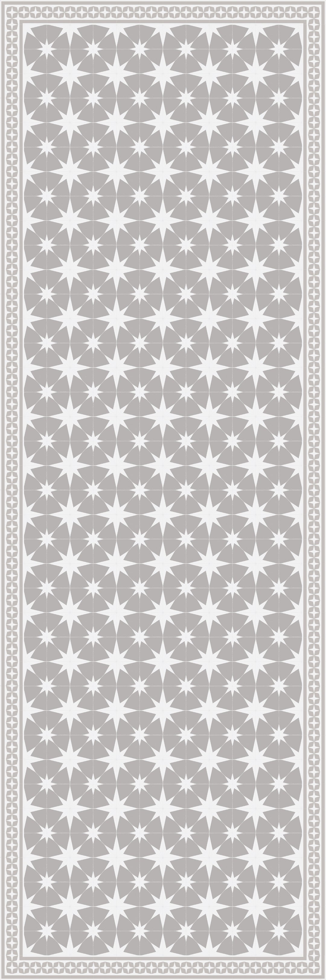 Adama Vinyl Floor Rug (Stella White/Light Gray Border)