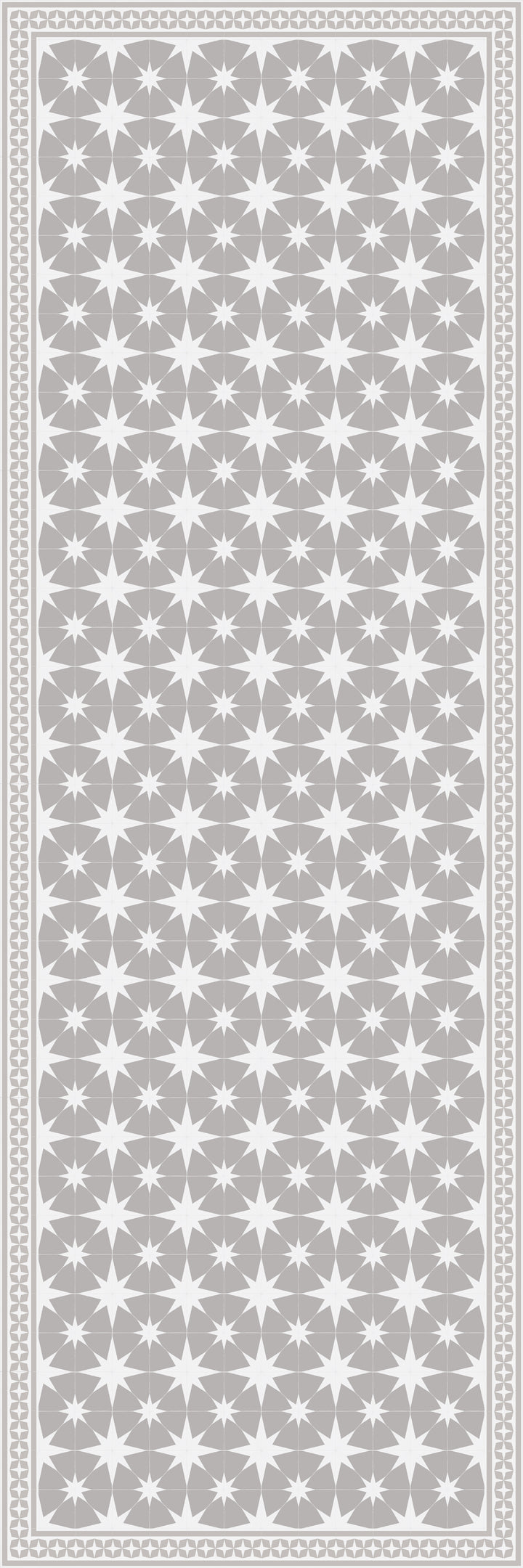 Adama Vinyl Floor Rug (Stella White/Light Gray Border)