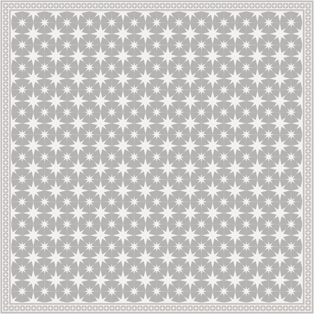 Adama Vinyl Floor Rug (Stella White/Light Gray Border)