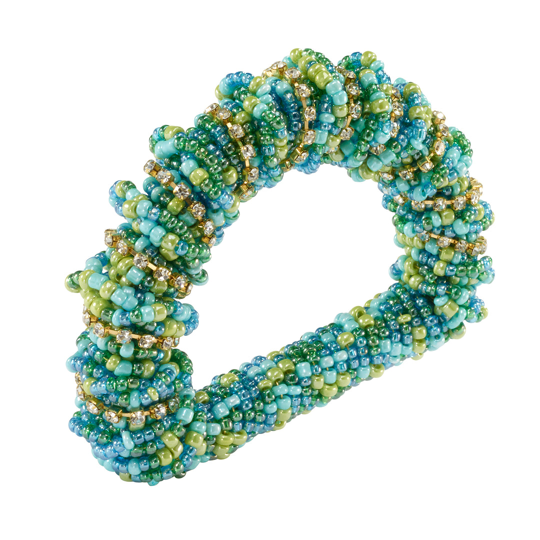 Stellar Cuff Beaded Napkin Rings Set of 4 (Teal)