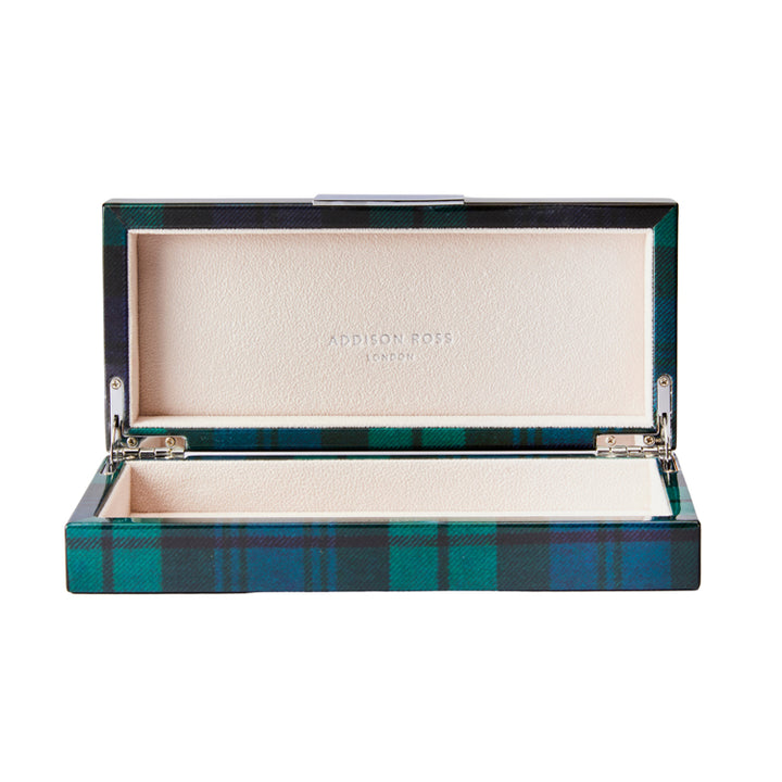 Addison Ross Small Green Tartan Box with Silver