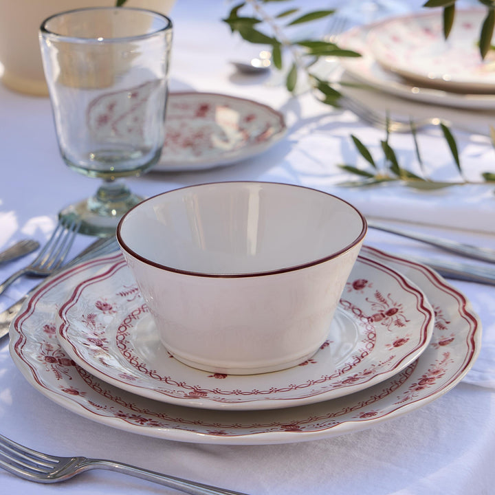 Costa Nova Vila Fine Stoneware Dinnerware (White-Red)