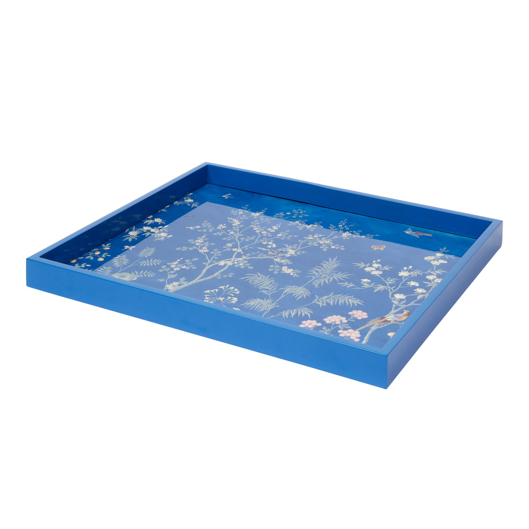 Addison Ross Chinoiserie Blue Lacquer Tray (16x14)