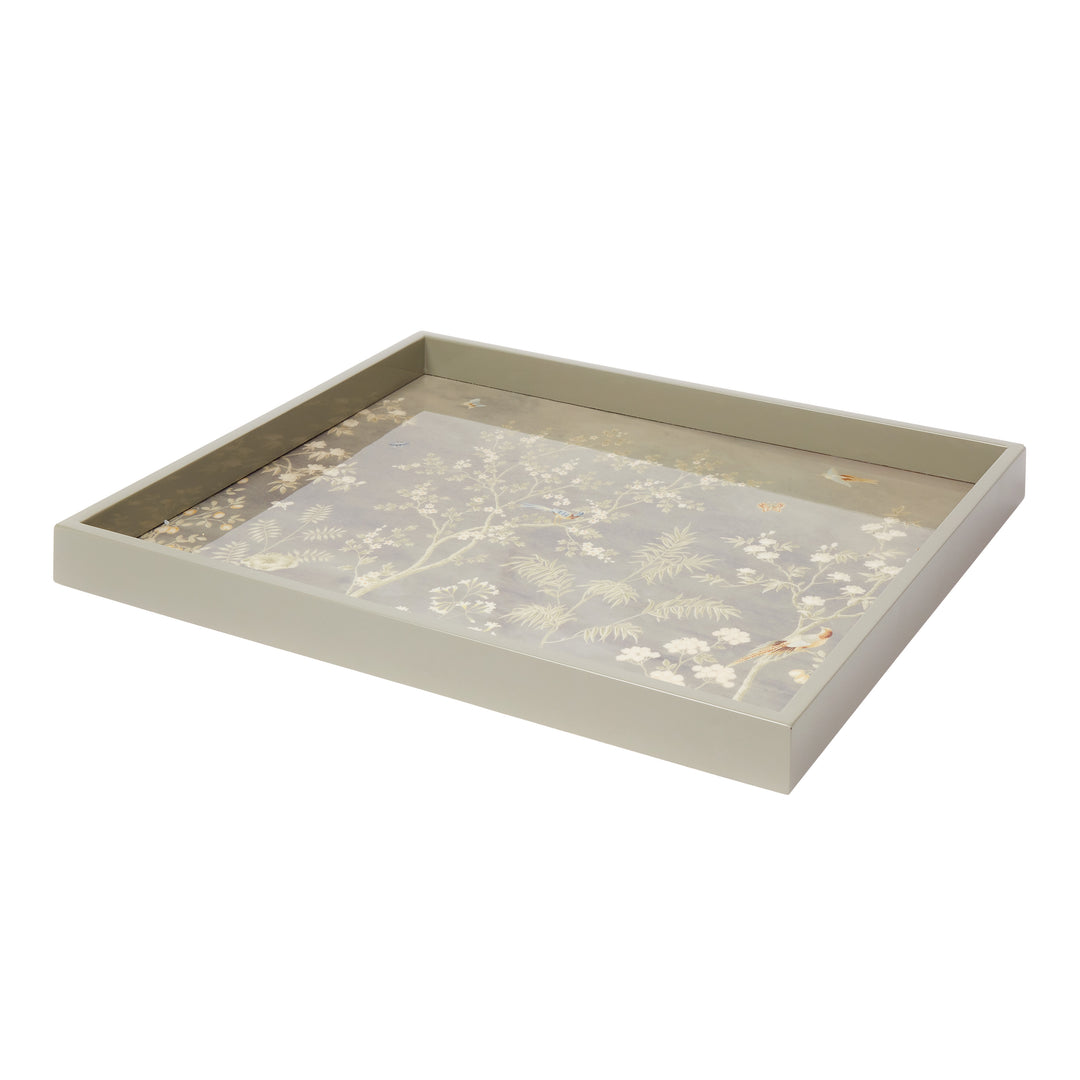 Addison Ross Chinoiserie Grey Lacquer Tray (16x14)