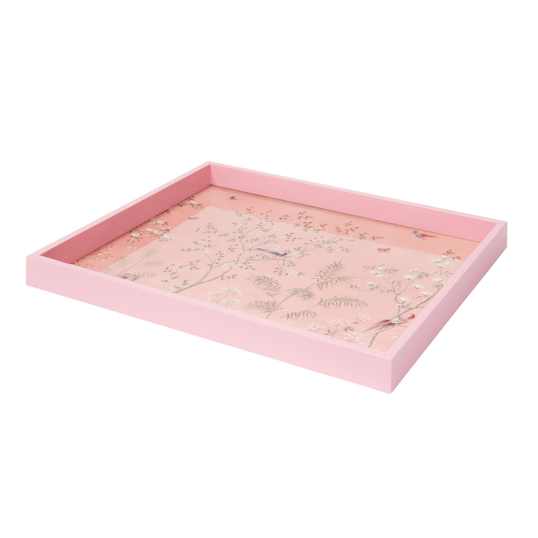 Addison Ross Chinoiserie Pink Lacquer Tray (16x14)