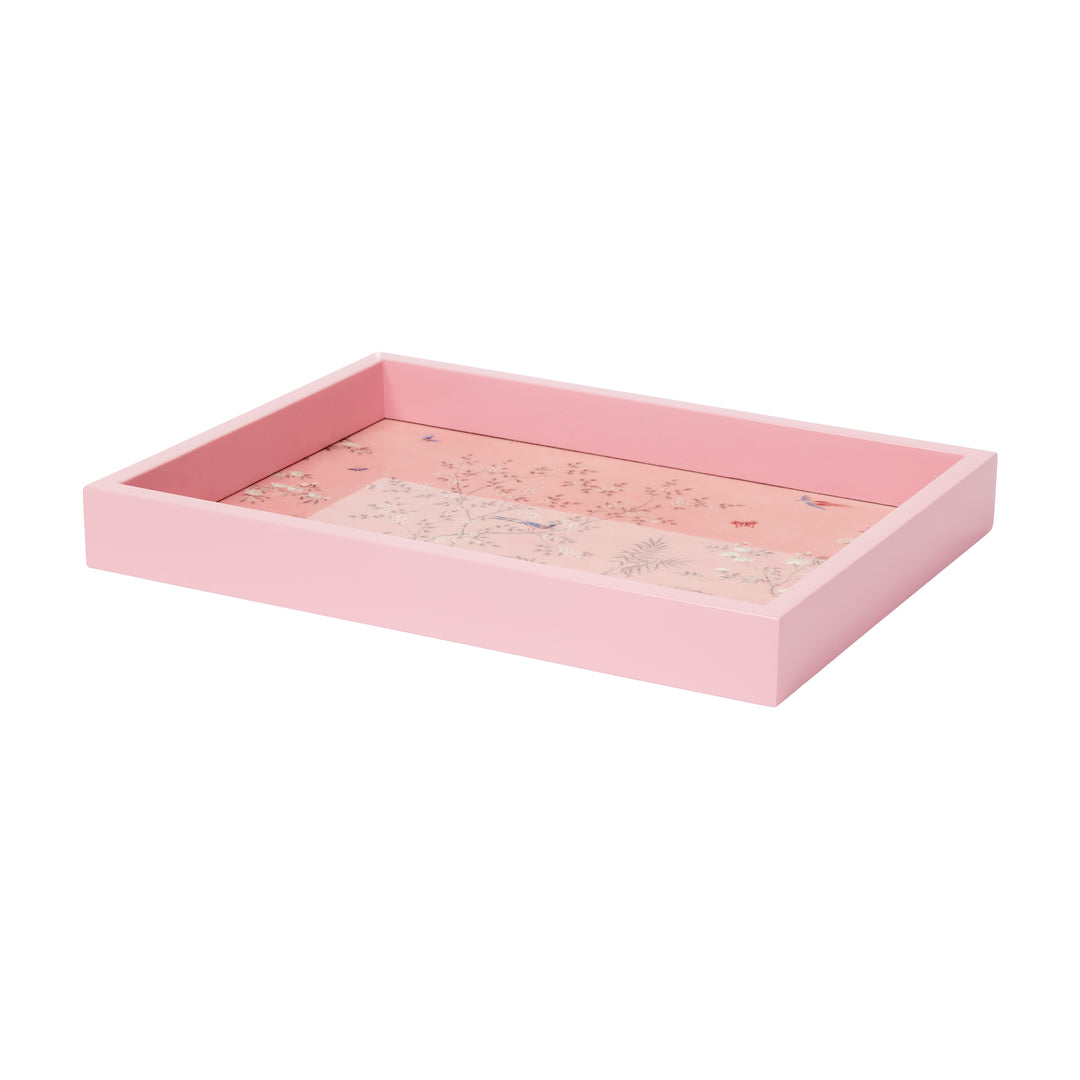 Addison Ross Chinoiserie Pink Lacquer Tray (11x8)