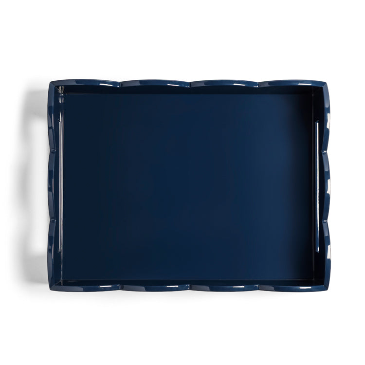 Addison Ross Lacquer Two-Tone Scallop Tray (Pale Denim & Navy) 17"