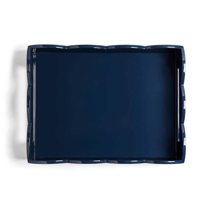 Addison Ross Lacquer Two-Tone Scallop Tray (Pale Denim & Navy) 17"
