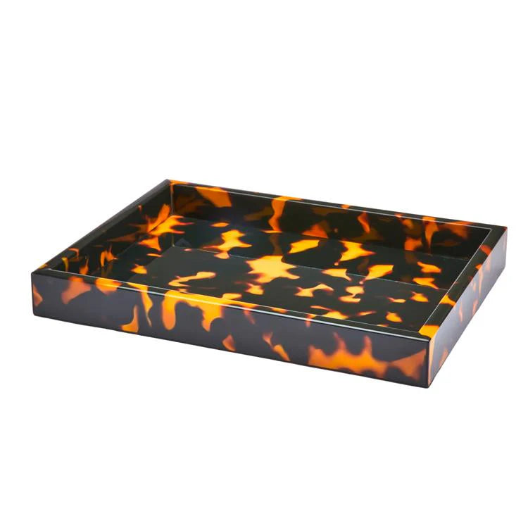 Addison Ross Faux Tortoiseshell Small Lacquered Serving Tray 11"