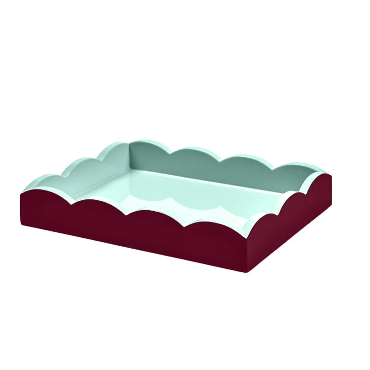 Addison Ross Lacquer Two-Tone Scallop Tray (Cherry & Eau de Nil) 11"