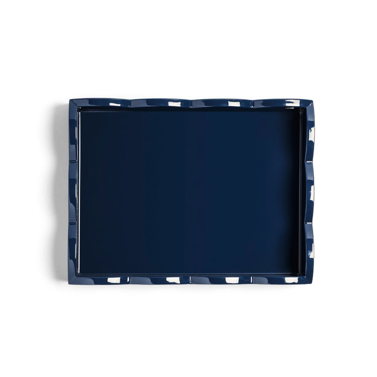 Addison Ross Lacquer Two-Tone Scallop Tray (Pale Denim & Navy) 11"